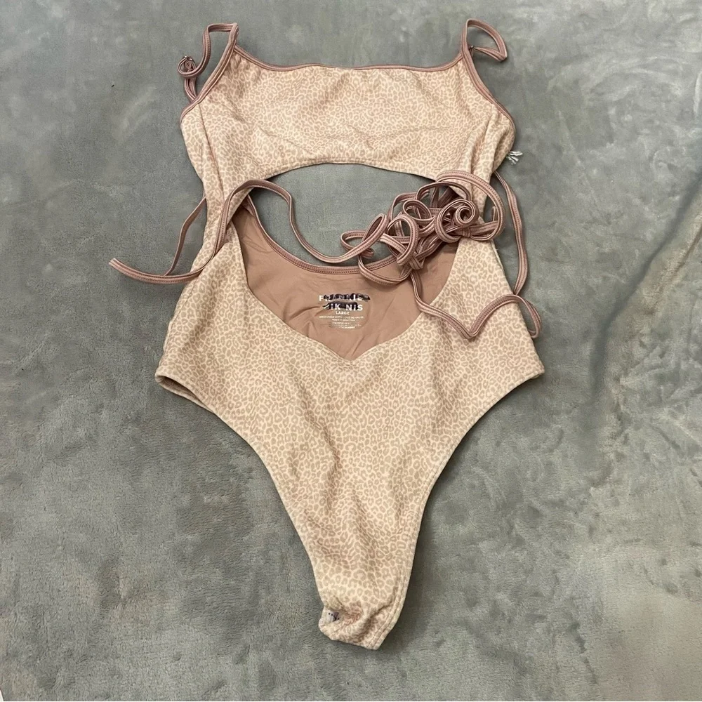 New! Frankie’s bikinis Alice Terry Wrap One Piece leopard Swimsuit 10741